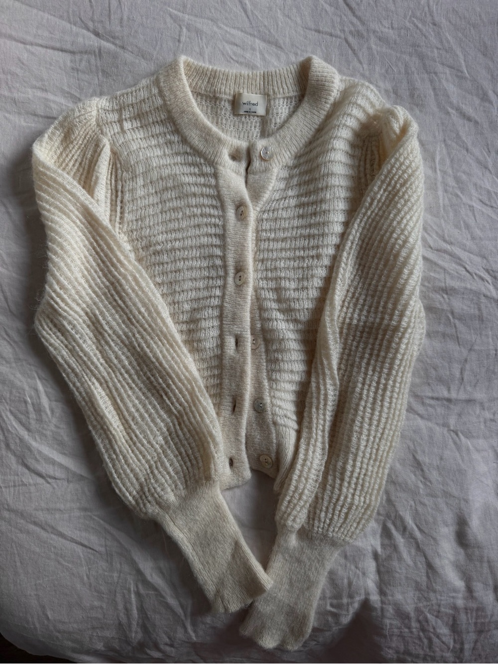 ARITZIA/WILFRED Cream Knit Button-Up Sweater